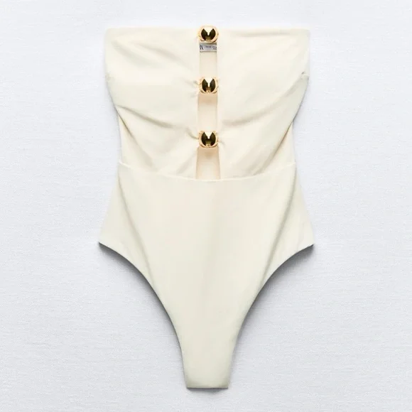 NWT Zara One-Piece Bandeau Swimsuit - Picture 5 of 15